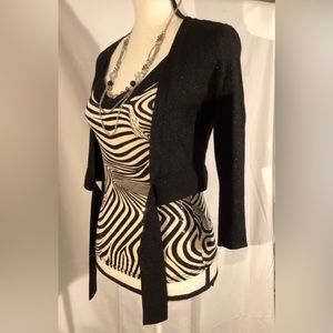 Express Shiny short cardigan belt on waist. XS